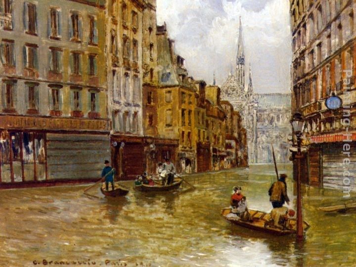 Carlo Brancaccio Street in Paris during Flood of 1910